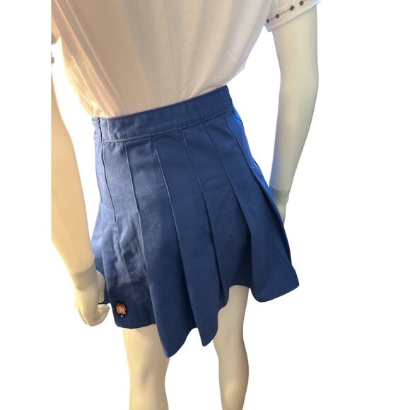 Vans Womens Blue Pleated Skater Skirt Size 24 Cotton Blend Made In India NWT - Picture 4 of 9